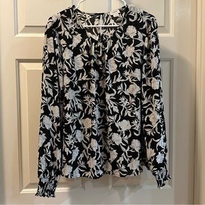 J.Crew Black and White Floral Blouse
